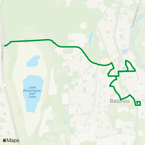 Transperth Warnbro - Baldivis (Furiso Green) map