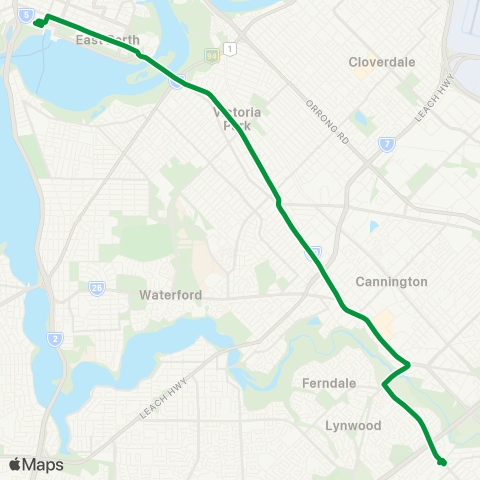 Transperth Elizabeth Quay - Thornlie map