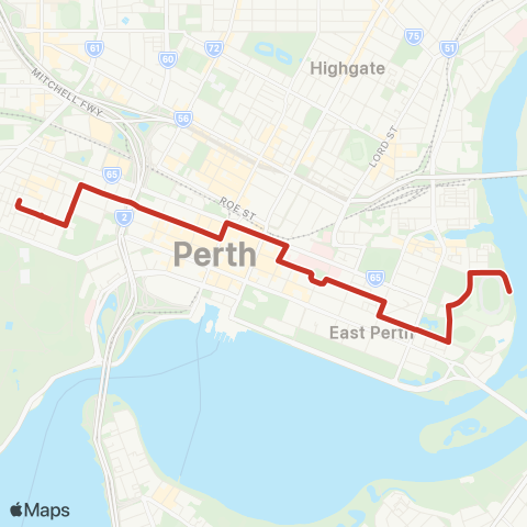 Transperth Red CAT map