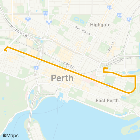 Transperth Yellow CAT map