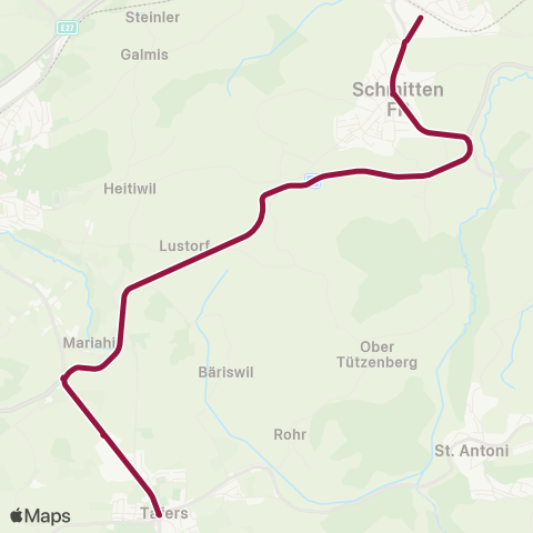 TPF - Transports publics fribourgeois Tafers, Dorf - Schmitten FR, Bahnhof map