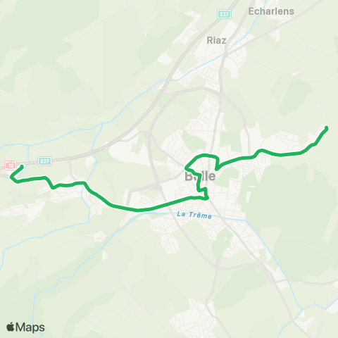 TPF - Transports publics fribourgeois Vuadens, Le Maupas - Morlon, Eglise map