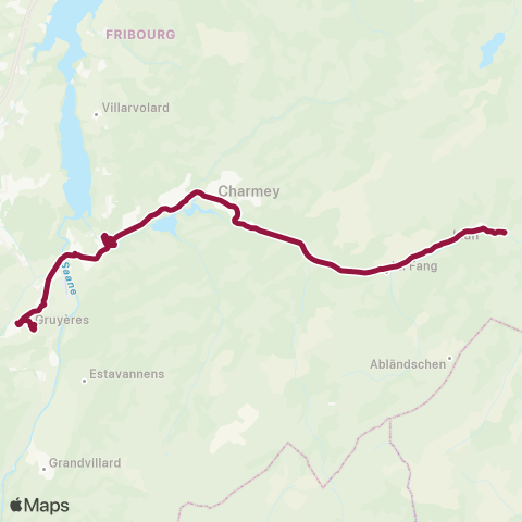 TPF - Transports publics fribourgeois Jaun, Bergbahnen - Gruyères, gare map