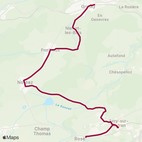 TPF - Transports publics fribourgeois Rosé, gare - Grolley, gare map