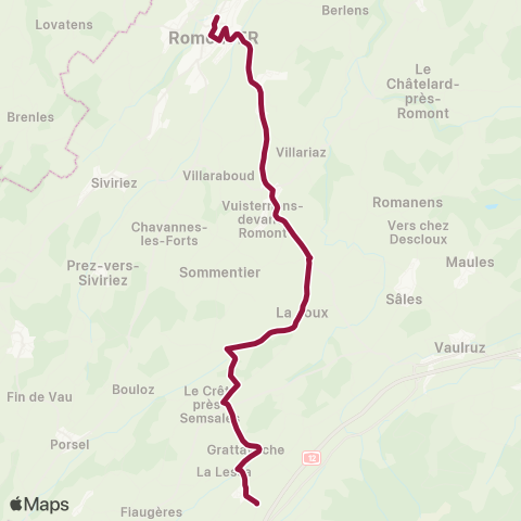 TPF - Transports publics fribourgeois Romont FR, gare - La Verrerie, gare map