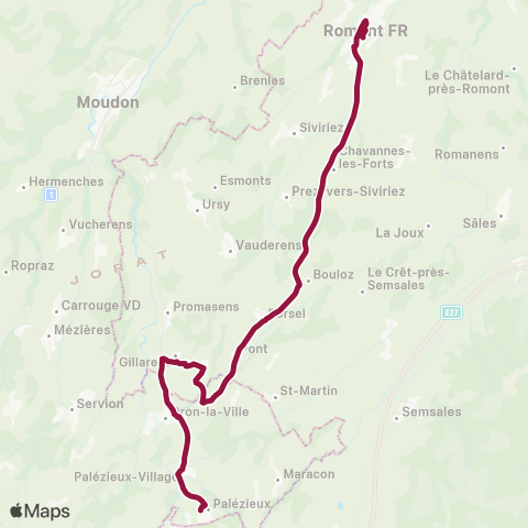 TPF - Transports publics fribourgeois Palézieux, gare - Romont FR, gare map