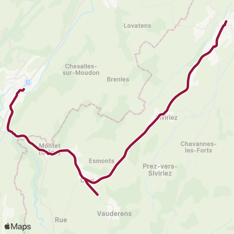 TPF - Transports publics fribourgeois Moudon, gare - Romont FR, gare map