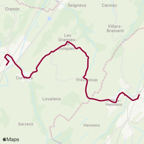 TPF - Transports publics fribourgeois Lucens, Pré au Loup - Romont FR, gare map