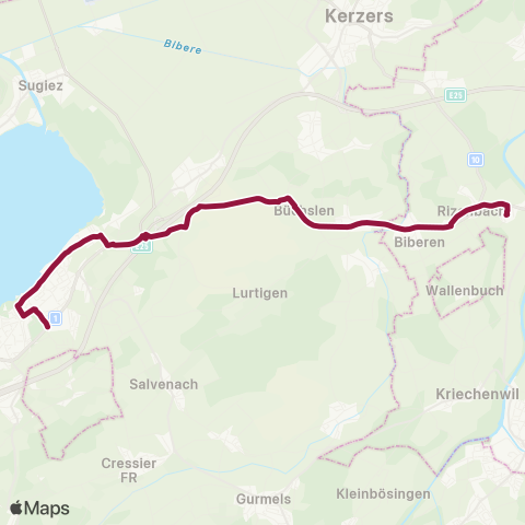 TPF - Transports publics fribourgeois Murten, Orientierungsschule - Gempenach, Dorf map