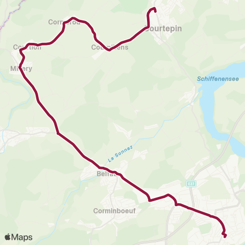 TPF - Transports publics fribourgeois Courtepin, gare - Fribourg/Freiburg, gare rout. map