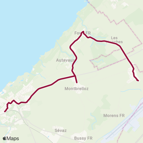 TPF - Transports publics fribourgeois Estavayer-le-Lac, gare - Rueyres-les-Prés, école map