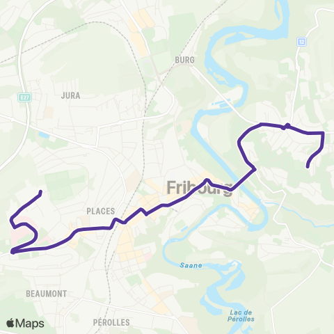 TPF - Transports publics fribourgeois Fribourg, Musy 4 - Fribourg, Guintzet map