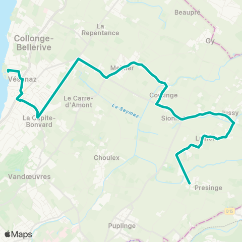 tpg - Transports publics genevois Vésenaz, Pointe à la Bise - Presinge, village map