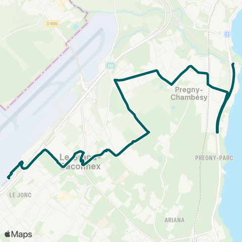 tpg - Transports publics genevois Chambésy, Plage du Vengeron - Genève-Aéroport, Terminal map