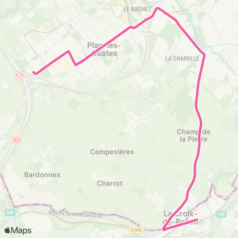 tpg - Transports publics genevois Lancy-Bachet, gare - Croix-de-Rozon, douane map