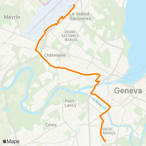 tpg - Transports publics genevois Carouge GE, Rondeau - Grand-Saconnex, Fret map