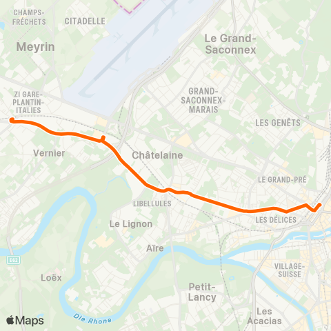 tpg - Transports publics genevois Genève, gare Cornavin - Genève-Aéroport, Terminal map