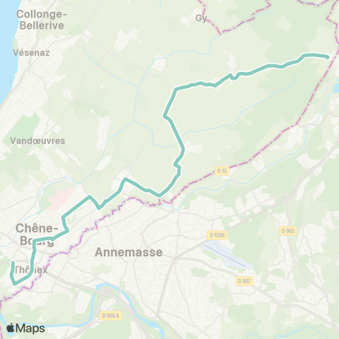 tpg - Transports publics genevois Jussy, Monniaz - Thônex, Sous-Moulin map