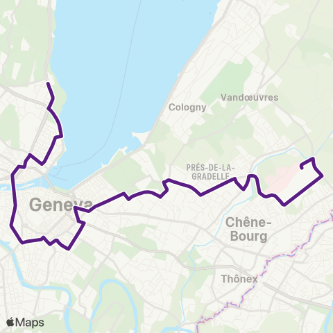 tpg - Transports publics genevois Thônex, Hôp. Trois-Chêne - Genève, Jardin Botanique map