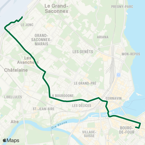 tpg - Transports publics genevois Genève-Aéroport, Terminal - Genève, Rive map