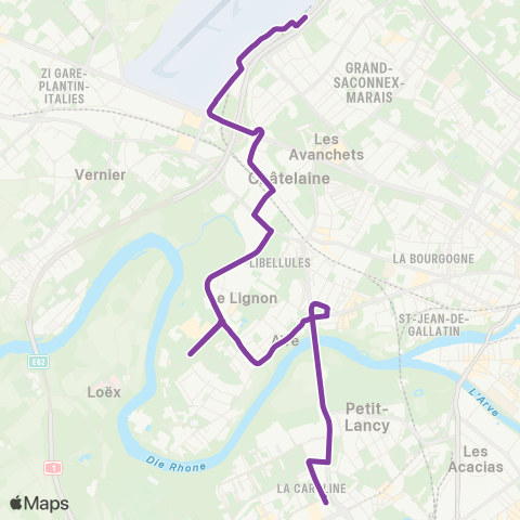 tpg - Transports publics genevois Genève-Aéroport, Terminal - Petit-Lancy, Les Esserts map