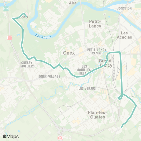 tpg - Transports publics genevois Bernex, Loëx Hôp. - Plan-les-Ouates, Bellins map