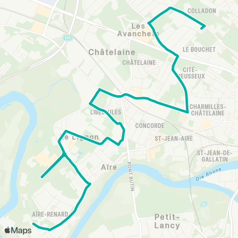 tpg - Transports publics genevois Vernier, CO Renard - Genève, Mervelet map