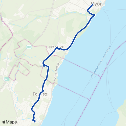 Transports Publics de la Région Nyonnaise  map