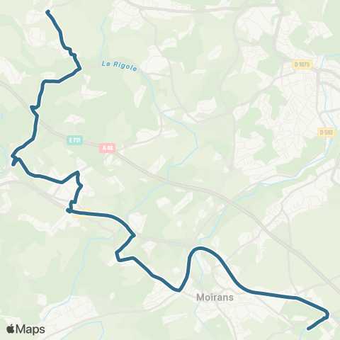 Transports du Pays Voironnais Reaumont le Guichard - Moirans Béghin map