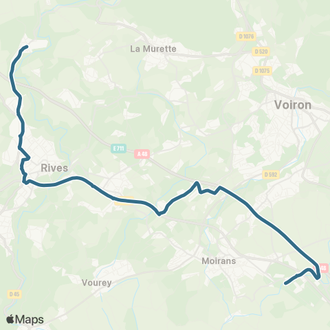 Transports du Pays Voironnais Apprieu le Rivier - Moirans Béghin map