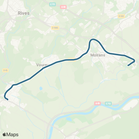 Transports du Pays Voironnais Tullins Gare SNCF - Moirans P. Béghin map