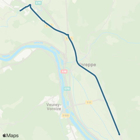 Transports du Pays Voironnais Fontanil Croix Rochette - Moirans Béghin map