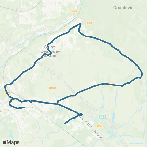 Transports du Pays Voironnais Moirans Espace Jail - St Jean - Béghin map