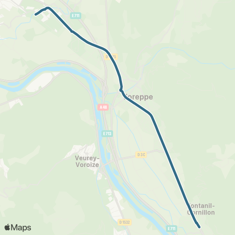 Transports du Pays Voironnais Moirans Béghin - le Fontanil F. Dolto map