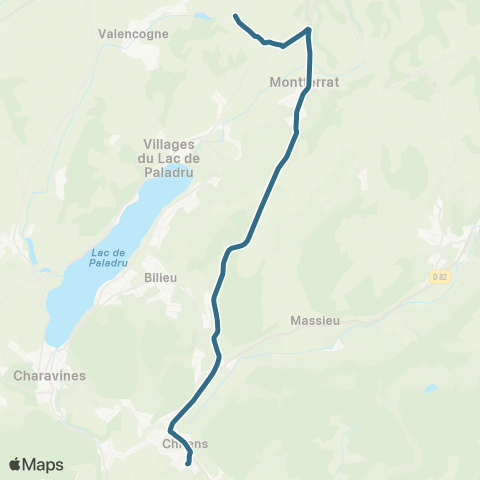 Transports du Pays Voironnais Paladru Trois Chênes - Chirens Collège map