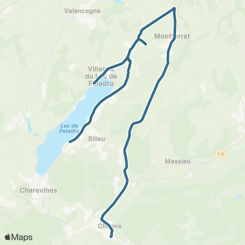 Transports du Pays Voironnais Montferrat le Verney - Chirens Collège map