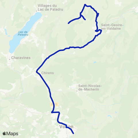 Transports du Pays Voironnais St Geoire Cotagon - Voiron Gare Nord map