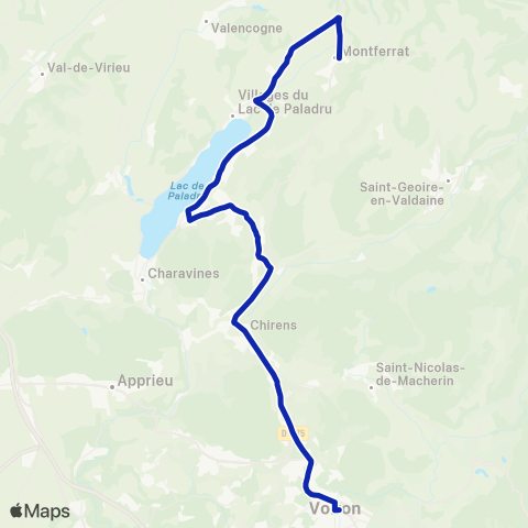 Transports du Pays Voironnais Montferrat Village - Voiron Gare Nord map