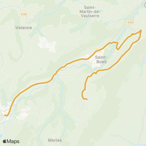 Transports du Pays Voironnais Velanne la Sauge - Voiron Gare Nord map