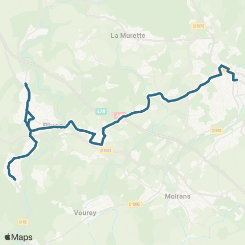 Transports du Pays Voironnais Rives Maladière - Voiron Gare Nord map