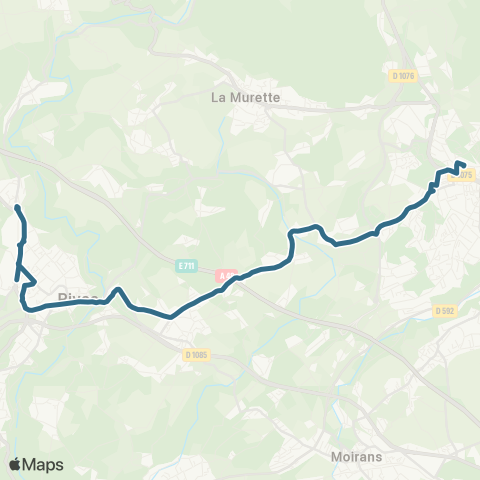 Transports du Pays Voironnais Rives Maladière - Voiron Brameret map