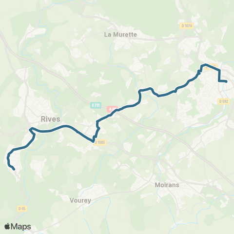 Transports du Pays Voironnais Renage Pl Cardinale - Voiron Gare Sud map