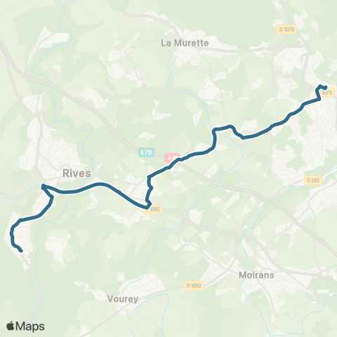 Transports du Pays Voironnais Renage Pl Cardinal - Voiron Brameret map