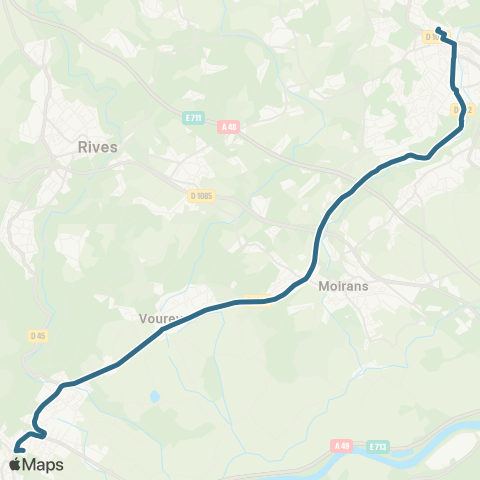 Transports du Pays Voironnais Tullins Condorcet - Voiron Brameret map