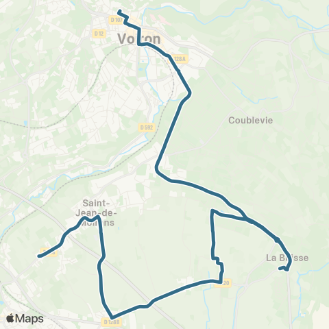 Transports du Pays Voironnais St Jean Colombinière - Voiron Brameret map