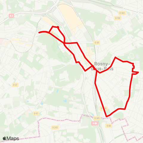 Titus Rosny-sous-Bois RER↔︎Rosny-sous-Bois RER map