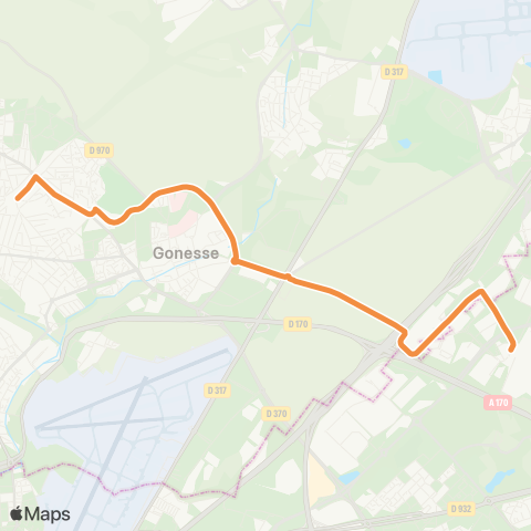 Roissy Ouest Parc des Expositions↔︎Gare de Villiers-le-Bel Gonesse Arnouville map