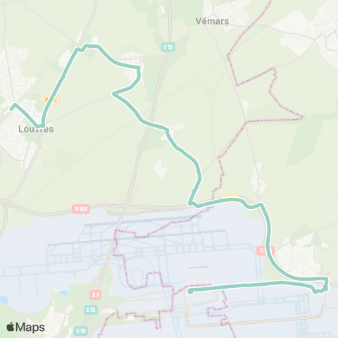 Roissy Ouest Gare de Louvres↔︎Gare de Roissypôle / Aéroport CDG 1 (F2) map