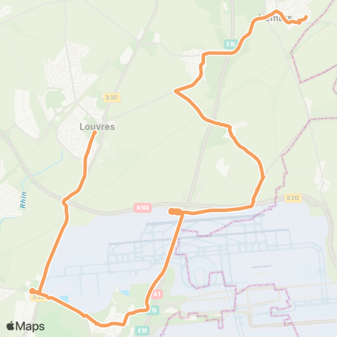 Roissy Ouest Collège François Mauriac↔︎Les Mitelles map