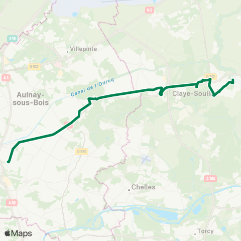 Roissy Est Gare de Bondy↔︎Mairie map